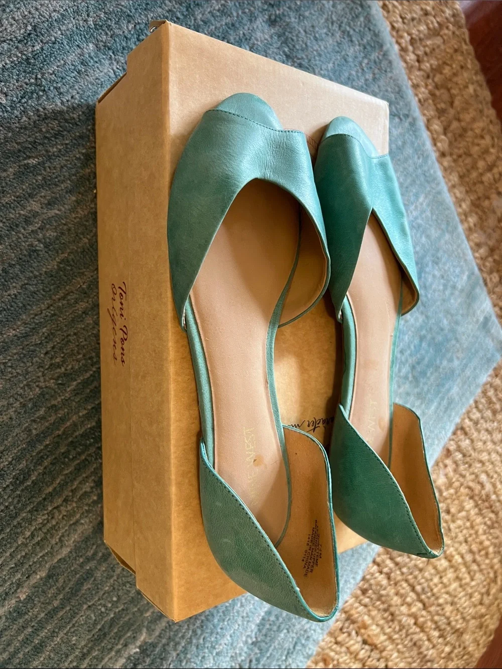 Nine West Teal D'Orsay Flats - Women's Teal Open-Toe Loafers